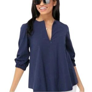 Tuckernuck Pomander Place Kieran Navy Zip Front Blouse Womens Size XSmall